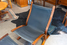 Load image into Gallery viewer, Vintage Norwegian Black Leather Siesta Chair and Ottoman