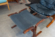 Load image into Gallery viewer, Vintage Norwegian Black Leather Siesta Chair and Ottoman