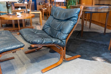 Load image into Gallery viewer, Vintage Norwegian Black Leather Siesta Chair and Ottoman