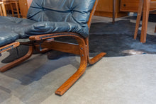 Load image into Gallery viewer, Vintage Norwegian Black Leather Siesta Chair and Ottoman