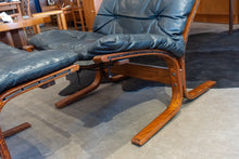 Load image into Gallery viewer, Vintage Norwegian Black Leather Siesta Chair and Ottoman