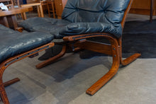 Load image into Gallery viewer, Vintage Norwegian Black Leather Siesta Chair and Ottoman