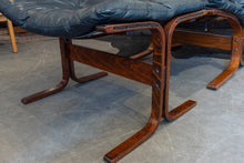 Load image into Gallery viewer, Vintage Norwegian Black Leather Siesta Chair and Ottoman