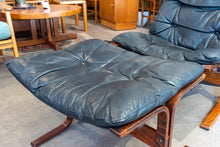 Load image into Gallery viewer, Vintage Norwegian Black Leather Siesta Chair and Ottoman