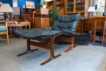Load image into Gallery viewer, Vintage Norwegian Black Leather Siesta Chair and Ottoman