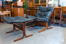 Load image into Gallery viewer, Vintage Norwegian Black Leather Siesta Chair and Ottoman