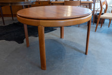 Load image into Gallery viewer, Vintage Round Solid Teak Bramin Dining table with Leaf