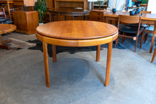 Load image into Gallery viewer, Vintage Round Solid Teak Bramin Dining table with Leaf