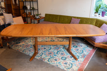 Load image into Gallery viewer, Restored Oval Teak Pedestal Table with Two Leaves