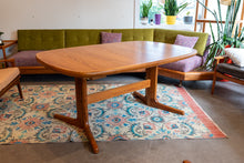 Load image into Gallery viewer, Restored Oval Teak Pedestal Table with Two Leaves