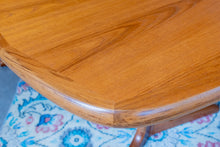 Load image into Gallery viewer, Restored Oval Teak Pedestal Table with Two Leaves