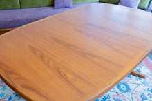 Load image into Gallery viewer, Restored Oval Teak Pedestal Table with Two Leaves