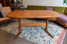 Load image into Gallery viewer, Restored Oval Teak Pedestal Table with Two Leaves