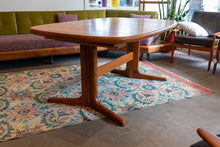 Load image into Gallery viewer, Restored Oval Teak Pedestal Table with Two Leaves