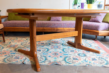 Load image into Gallery viewer, Restored Oval Teak Pedestal Table with Two Leaves