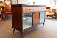 Load image into Gallery viewer, Vintage Wooden Display Cabinet with Glass Sliding Doors