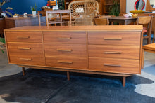 Load image into Gallery viewer, Restored Vintage Teak Nine Drawer Dresser