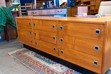 Load image into Gallery viewer, Vintage Teak Nine Drawer Dresser