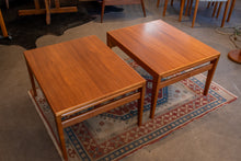 Load image into Gallery viewer, Pair of Restored Vintage Teak Side Tables with Pullouts