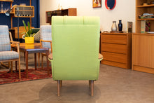 Load image into Gallery viewer, Vintage Reupholstered Lounge Chair with Wooden Arm Rests
