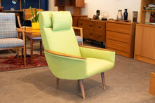 Load image into Gallery viewer, Vintage Reupholstered Lounge Chair with Wooden Arm Rests