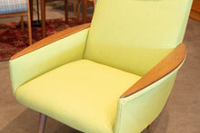 Load image into Gallery viewer, Vintage Reupholstered Lounge Chair with Wooden Arm Rests