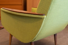 Load image into Gallery viewer, Vintage Reupholstered Lounge Chair with Wooden Arm Rests