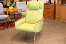 Load image into Gallery viewer, Vintage Reupholstered Lounge Chair with Wooden Arm Rests