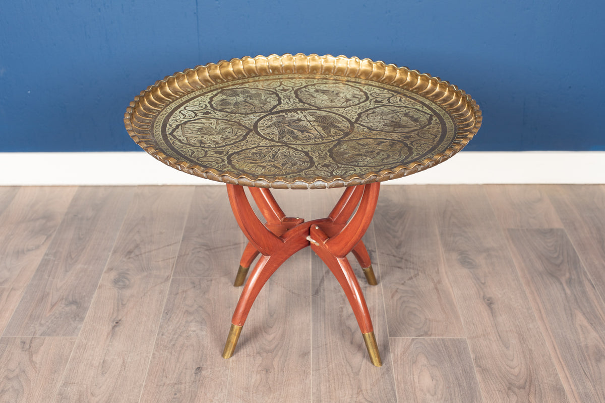 Moroccan brass tray table, ca 1950