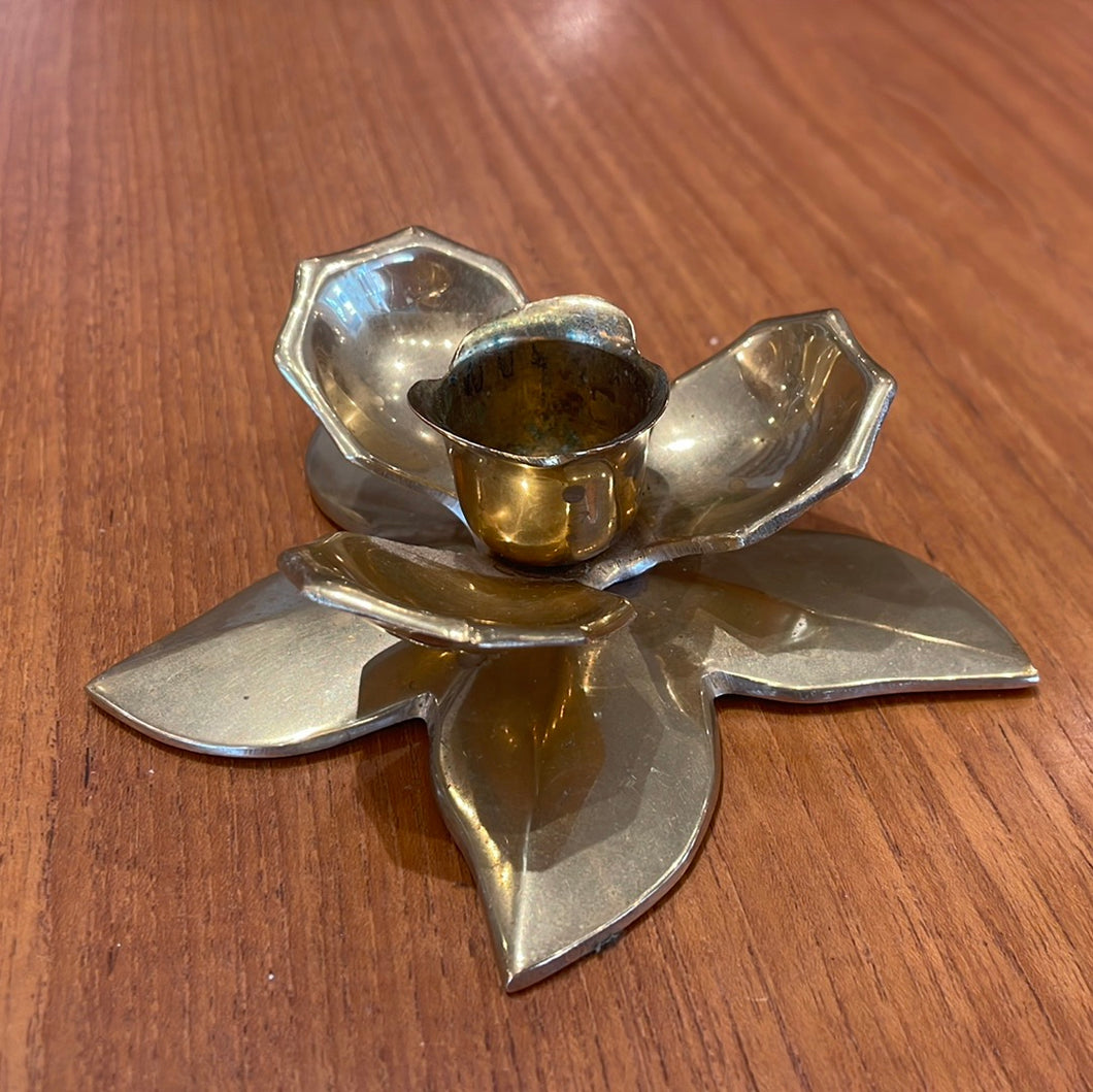 Vintage Brass Lily Candle Holder
