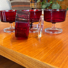 Load image into Gallery viewer, 1970s Luminarc Sherbert Glasses in Ruby - set of four

