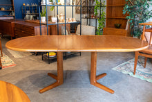 Load image into Gallery viewer, Restored Teak Oval Pedestal Table with Three Leaves
