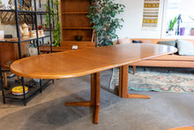 Load image into Gallery viewer, Restored Teak Oval Pedestal Table with Three Leaves
