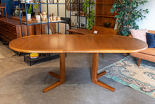 Load image into Gallery viewer, Restored Teak Oval Pedestal Table with Three Leaves
