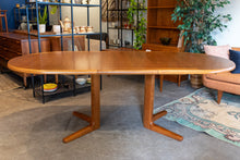 Load image into Gallery viewer, Restored Teak Oval Pedestal Table with Three Leaves
