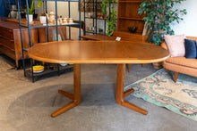 Load image into Gallery viewer, Restored Teak Oval Pedestal Table with Three Leaves
