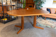 Load image into Gallery viewer, Restored Teak Oval Pedestal Table with Three Leaves
