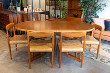 Load image into Gallery viewer, Restored Teak Oval Pedestal Table with Three Leaves
