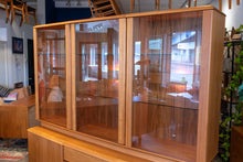 Load image into Gallery viewer, Vintage Teak Sideboard/Hutch with Lighted Glass Topper
