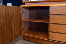Load image into Gallery viewer, Vintage Teak Sideboard/Hutch with Lighted Glass Topper
