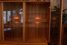 Load image into Gallery viewer, Vintage Teak Sideboard/Hutch with Lighted Glass Topper

