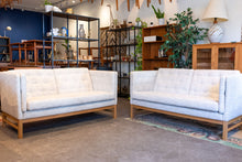 Load image into Gallery viewer, Restored set of Two Danish Upholstered Sofa's with White Oak Base

