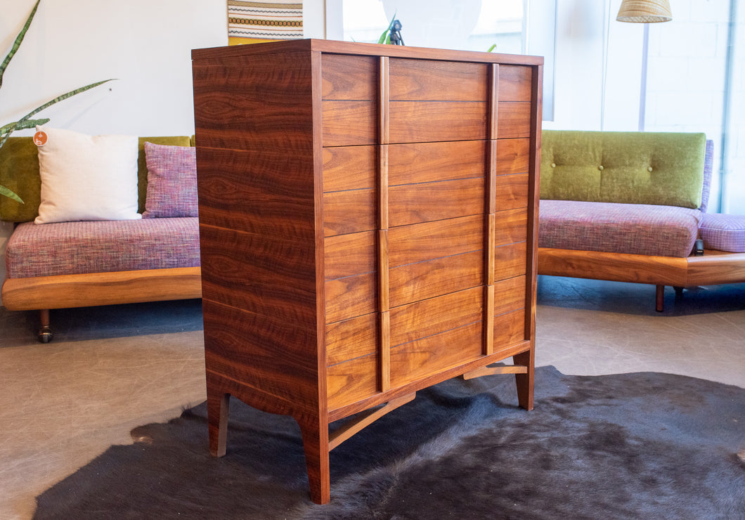 Vintage Walnut Tallboy Dresser