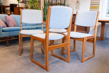 Load image into Gallery viewer, Restored Teak Sled Dining Chairs with Grey Upholstery
