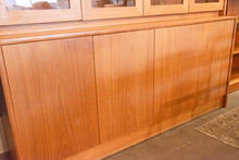 Load image into Gallery viewer, Vintage Teak Cabinet with Glass Topper
