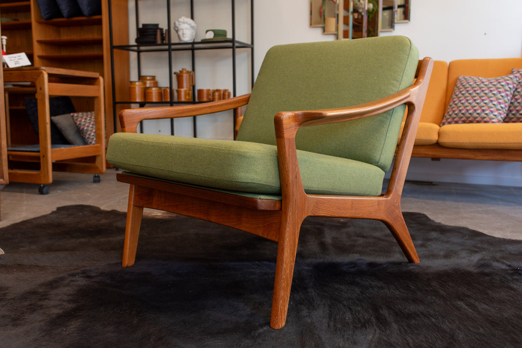 Restored Danish Teak Lounge Chair with Custom Premium Upholstery