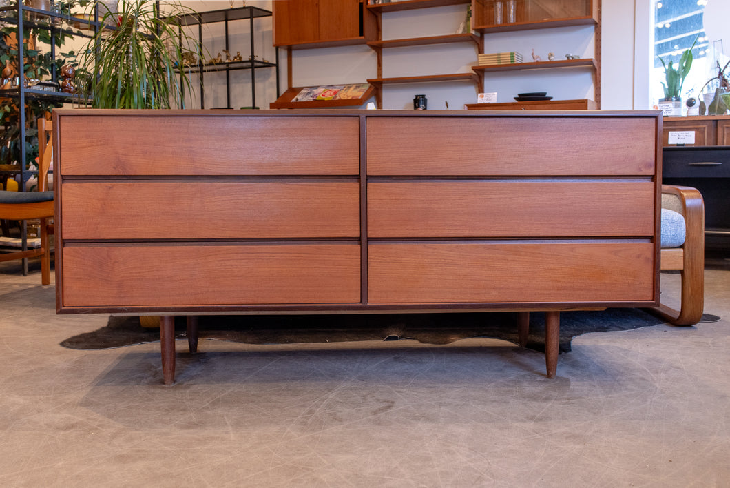 Vintage Teak Six Drawer Dresser