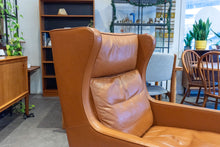 Load image into Gallery viewer, Vintage Leather Wingback Lounger with Ottoman
