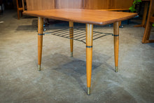 Load image into Gallery viewer, Teak Side Table with Lower Wire Shelf
