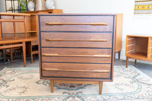 Load image into Gallery viewer, Vintage Mid Century Modern Walnut Four Drawer Dresser
